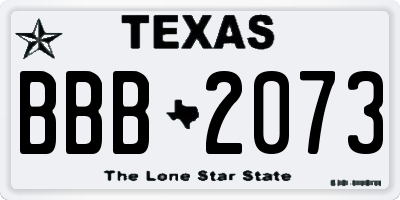 TX license plate BBB2073