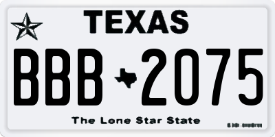 TX license plate BBB2075