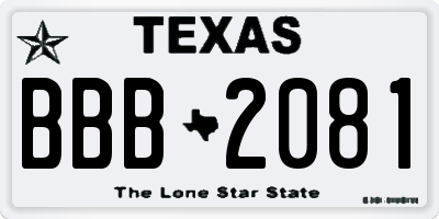 TX license plate BBB2081