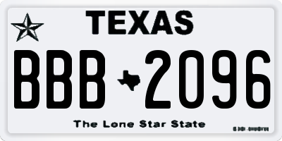 TX license plate BBB2096