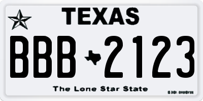 TX license plate BBB2123
