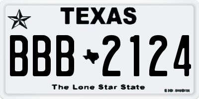TX license plate BBB2124