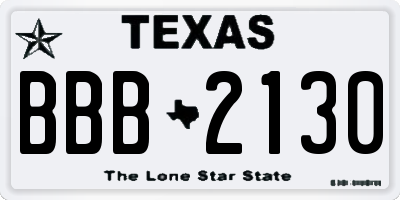 TX license plate BBB2130