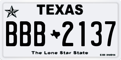 TX license plate BBB2137