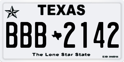 TX license plate BBB2142