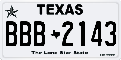 TX license plate BBB2143