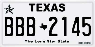 TX license plate BBB2145