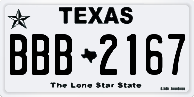 TX license plate BBB2167