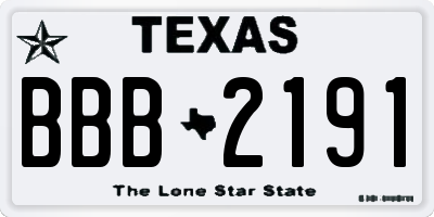 TX license plate BBB2191