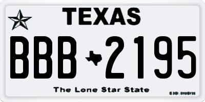 TX license plate BBB2195