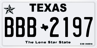 TX license plate BBB2197