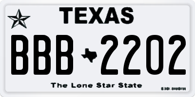 TX license plate BBB2202