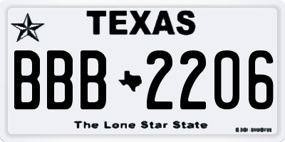 TX license plate BBB2206