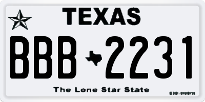 TX license plate BBB2231