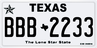 TX license plate BBB2233
