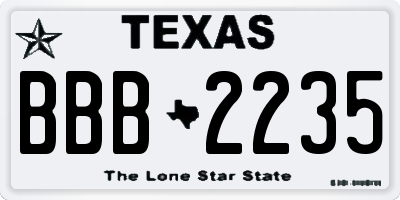 TX license plate BBB2235