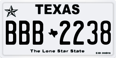 TX license plate BBB2238