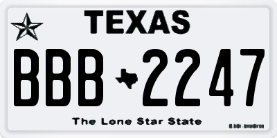TX license plate BBB2247
