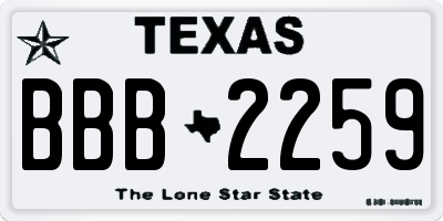 TX license plate BBB2259
