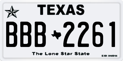 TX license plate BBB2261