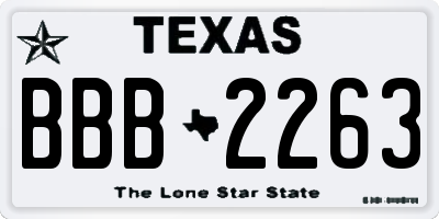 TX license plate BBB2263