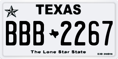 TX license plate BBB2267