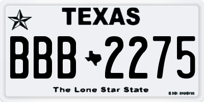 TX license plate BBB2275