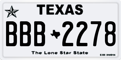 TX license plate BBB2278