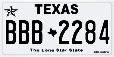 TX license plate BBB2284