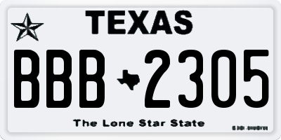 TX license plate BBB2305