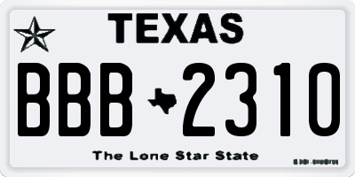 TX license plate BBB2310