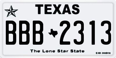 TX license plate BBB2313
