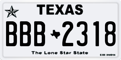 TX license plate BBB2318