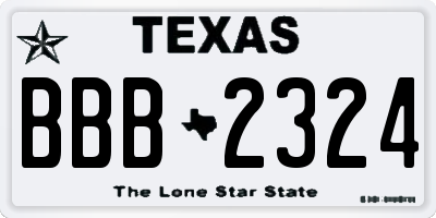 TX license plate BBB2324
