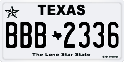 TX license plate BBB2336