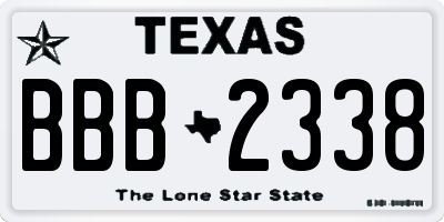 TX license plate BBB2338
