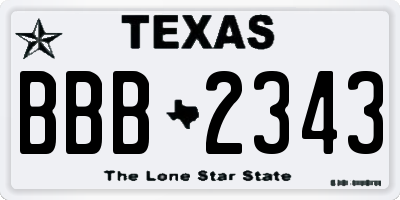 TX license plate BBB2343