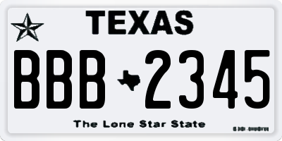 TX license plate BBB2345