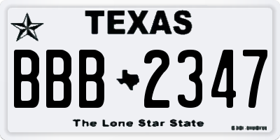 TX license plate BBB2347