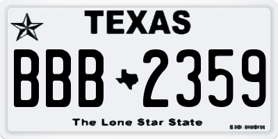 TX license plate BBB2359