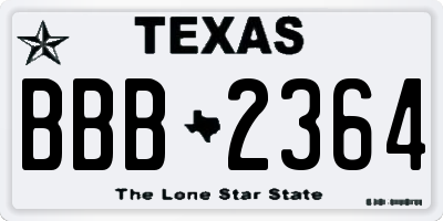 TX license plate BBB2364