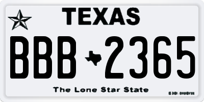 TX license plate BBB2365