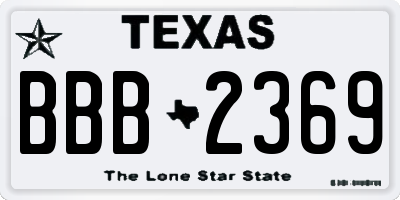 TX license plate BBB2369
