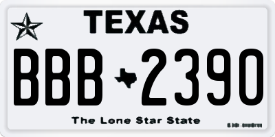 TX license plate BBB2390