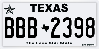 TX license plate BBB2398