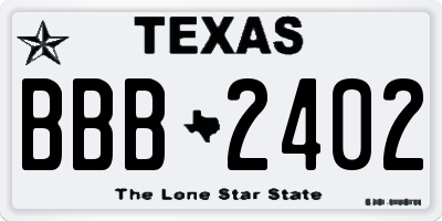 TX license plate BBB2402