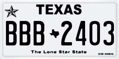 TX license plate BBB2403