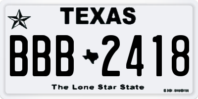 TX license plate BBB2418