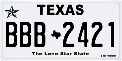 TX license plate BBB2421