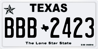 TX license plate BBB2423